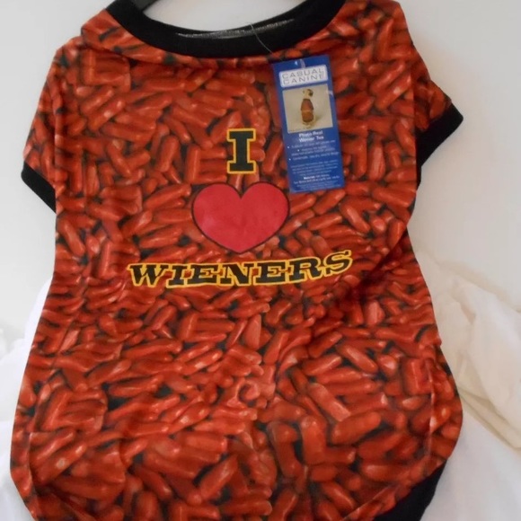 DOG CASUAL CANINE I LOVE WEINERS TEE  X-LARGE - Picture 2 of 5